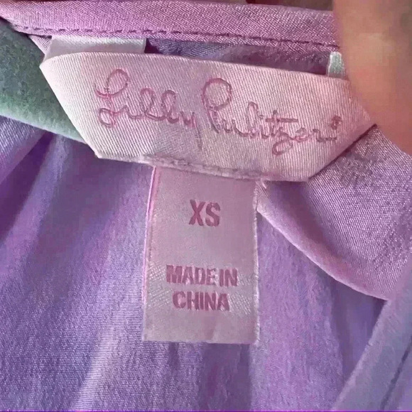Lilly Pulitzer Silk Purple Sleeveless Blouse with Decorative Neck Size XS - Picture 6 of 10